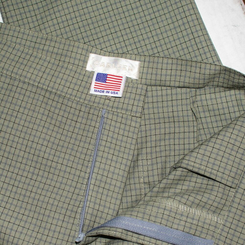 CARLEEN Poppy Pants Sage Wool Grid Check Women's Size 2 - Picture 6 of 10